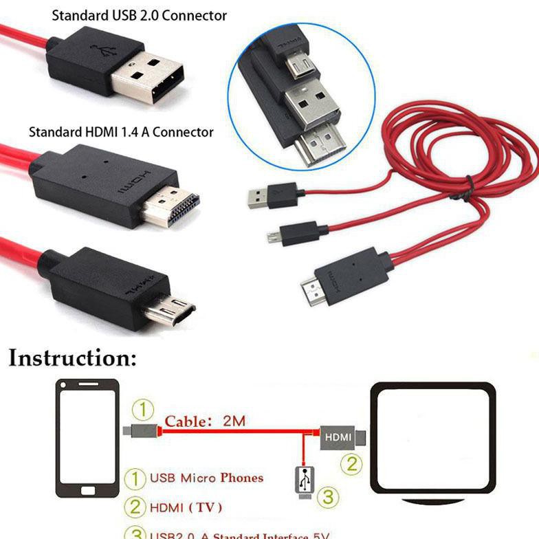 Dây Cáp Chuyển Đổi Mhl Sang Hdmi Media Adapter - Micro Usb Sang Hdmi 2m