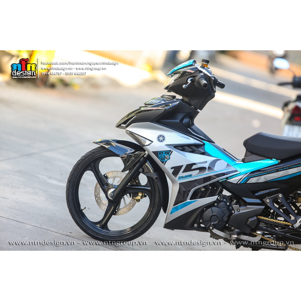 Tem Rời Dán Xe Exciter 150 Mẫu Y15ZR Bạc Xanh Đen  Cực Hot, Hàng 3 Lớp Chất Lượng Cao