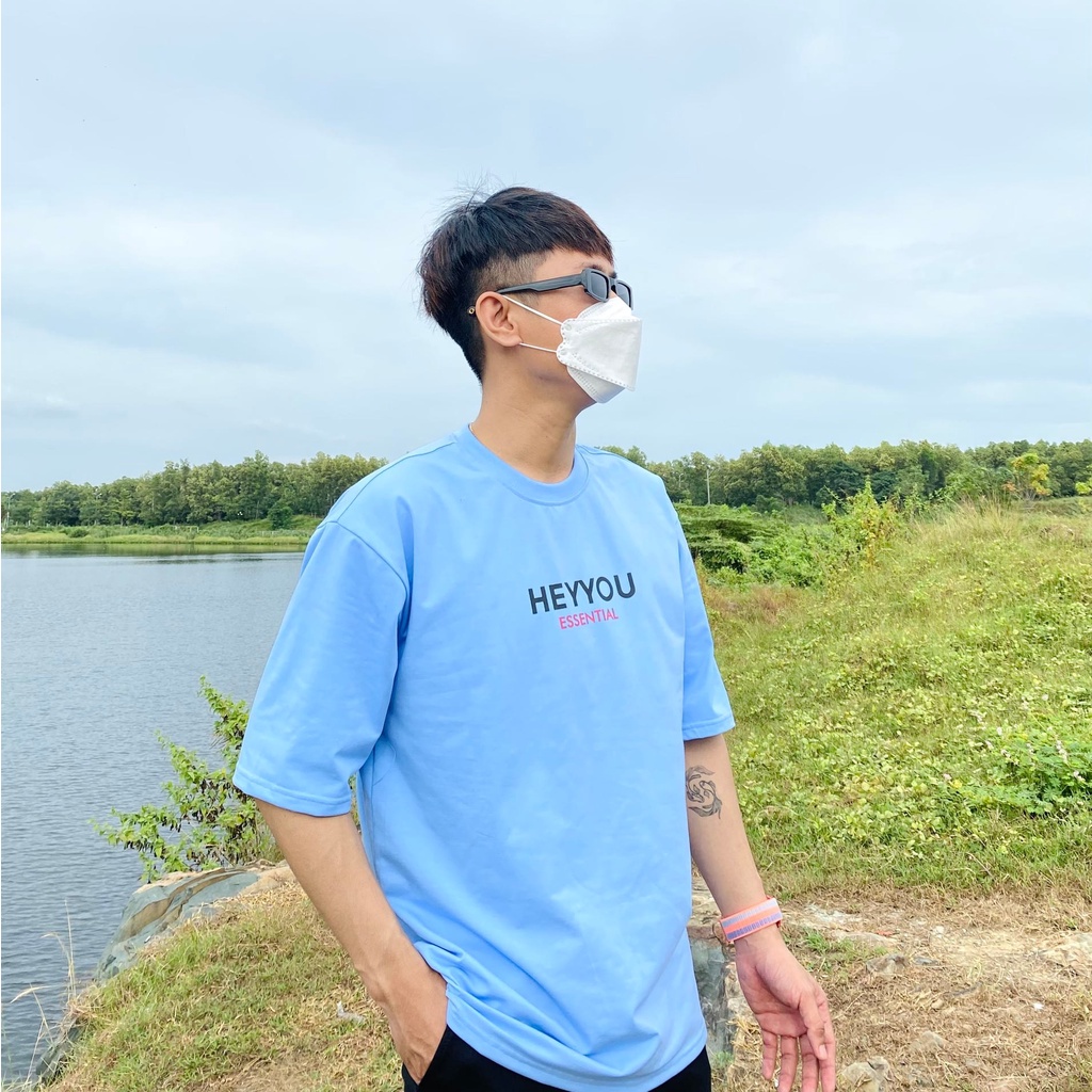 Áo thun Unisex Hey you essential Basic Tee phông trơn nam nữ tay lỡ oversize form rộng đủ màu - Gin Store