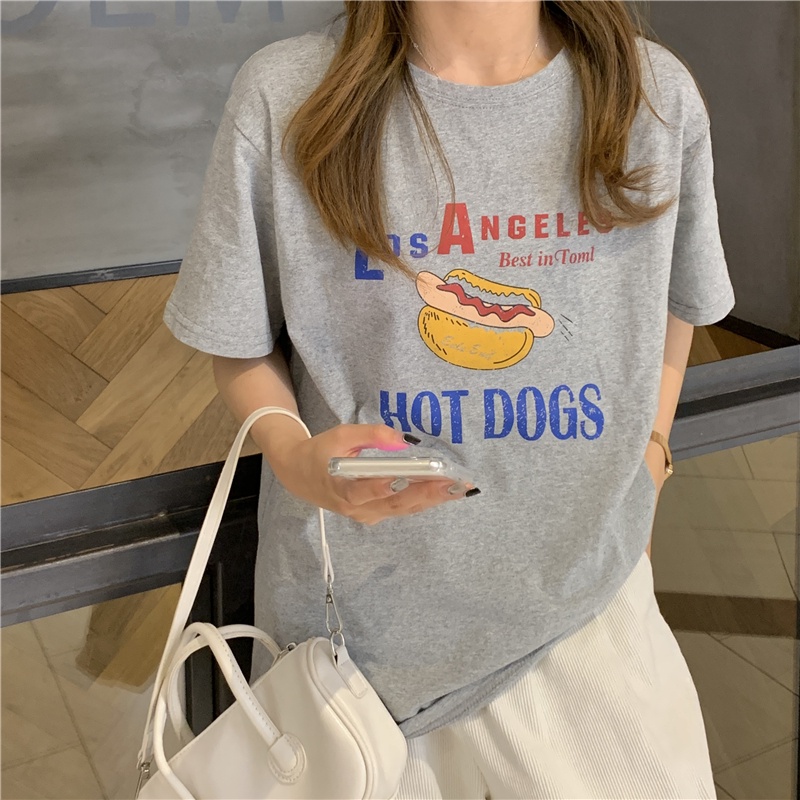 SUXI Áo Thun Nữ Oversized Tay Ngắn In Họa Tiết Thời Trang Mùa Hè Hàn Quốc Hàng Mới