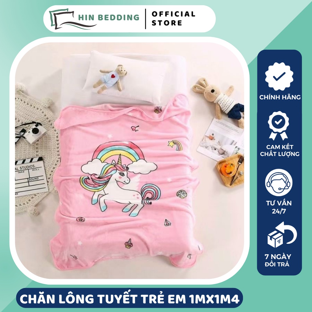 Chăn Lông Tuyết Trẻ Em HIN BEDDING, Chăn Lông Cho Bé Đi Học Đắp Hè Thu Siêu Ấm Hàng Loại 1 Kích Thước 1mx1m4