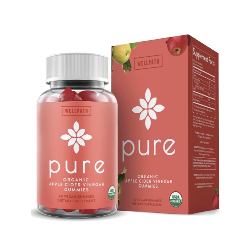 Kẹo dẻo giấm táo organic thuần chay giảm cân detox cơ thể WellPath 60 viên USA