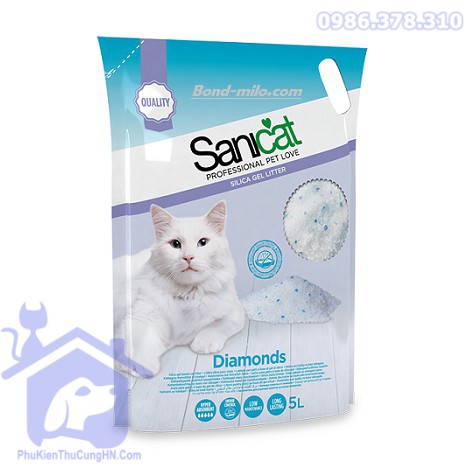  Cát thủy tinh cho mèo SANICAT SILICA GEL 5L - Phụ kiện thú cưng Hà Nội