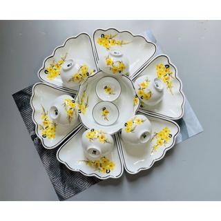 Combo bộ bát đĩa mai vàng su Bát Tràng
