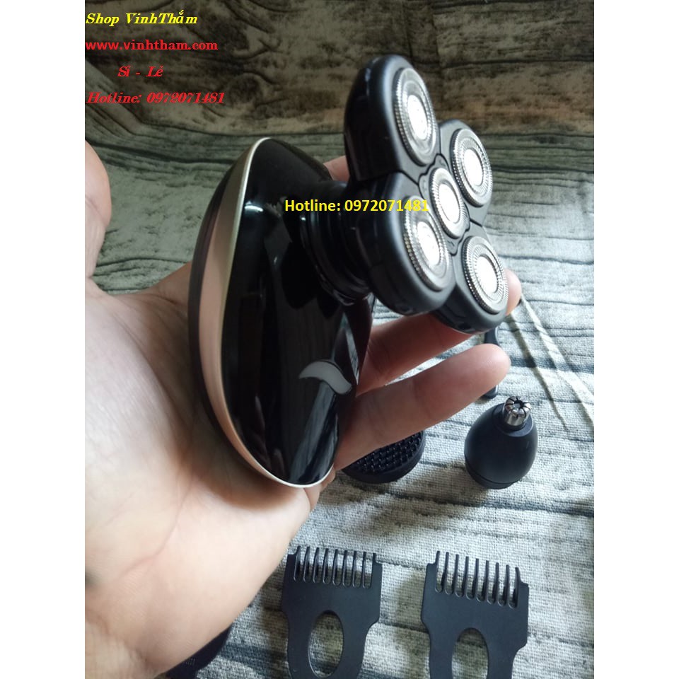 Máy cạo râu - Máy cạo râu điện 5 đầu có thể sạc lại 5 trong 1 4D Sử dụng máy cạo râu đa năng không thấm nước