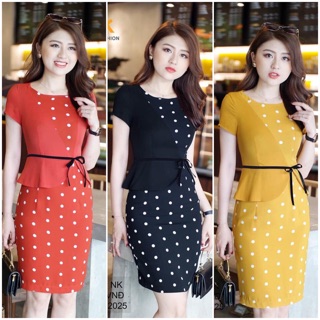 Đầm peplum phối màu công ty thiết kế V298 sale