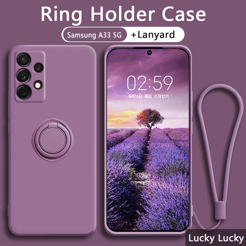 Ốp lưng Samsung A33 5G Case A32 A31 A30 A20 4G 5G Giá đỡ vòng từ tính Chân đế Silicone mềm Bảo vệ toàn diện Máy ảnh Dây buộc Miễn phí Chống va đập