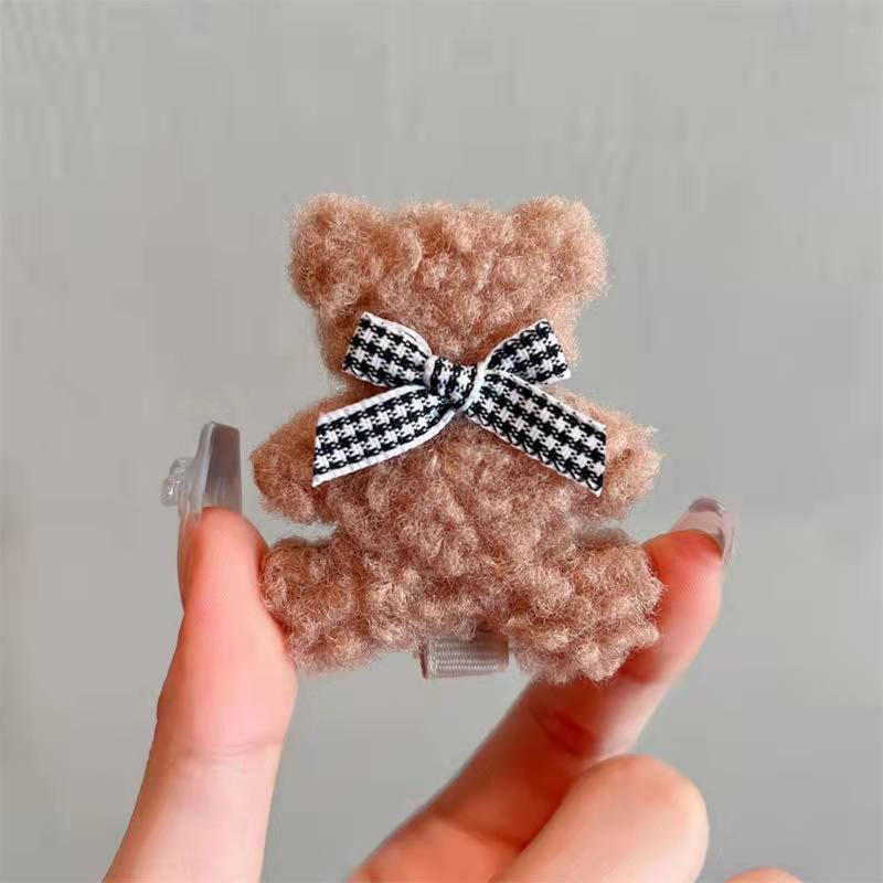 Kẹp Tóc Mái Bằng Vải Bông Hình Gấu Dành Cho Gia Đình
