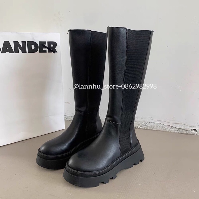 (sẵn36)MÃ B05 - Boot đùi Anh Quốc độn đế 6cm- cổ chun co giãn 2 bên răng cưa cá tính cực kì chất