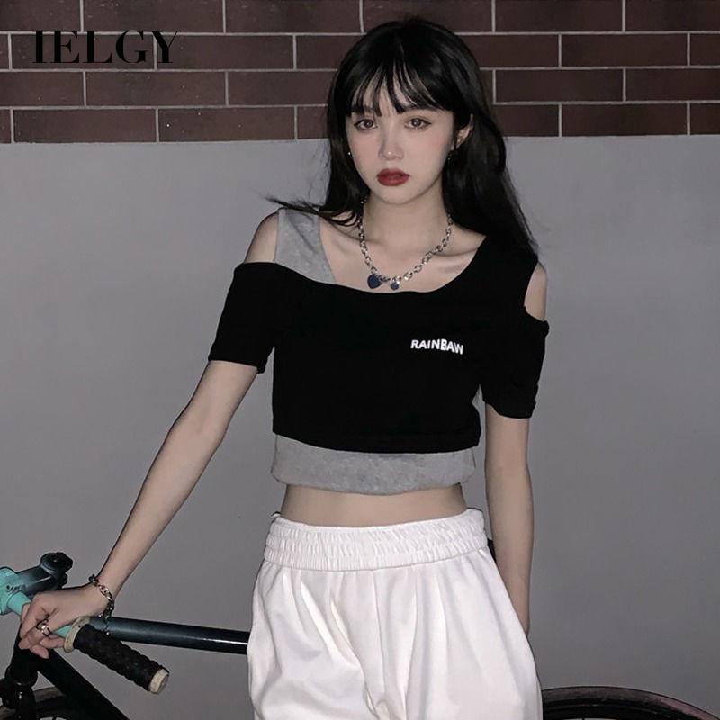 Áo thun IELGY tay ngắn hở vai dáng ôm thời trang mùa hè cho nữ