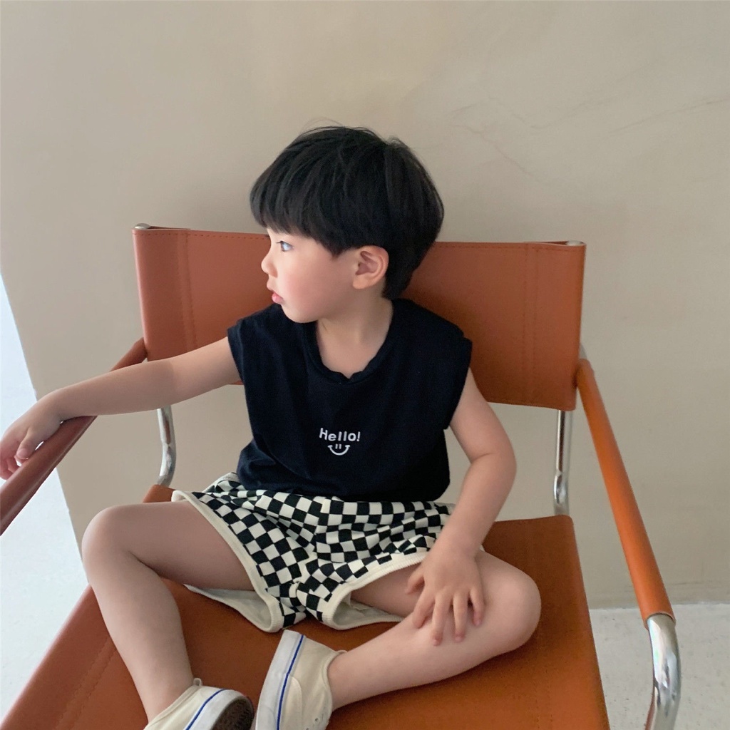 [Babycat] Hàng Có Sẵn Bán Chạy Áo Thun Cotton Không Tay In Mặt Cười Nhiều Màu Sắc Phong Cách Hàn Quốc Nhật Bản Hàng Bán Chạy Cho Bé Trai Bé Gái