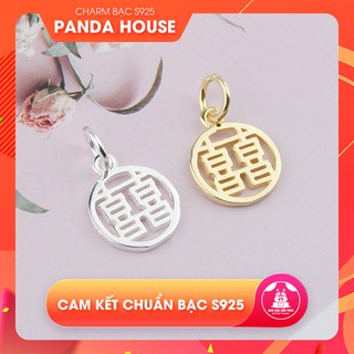 Charm bạc s925 hình tròn khắc chữ Song Hỷ (charm treo) size 12x10x1mm - Panda House