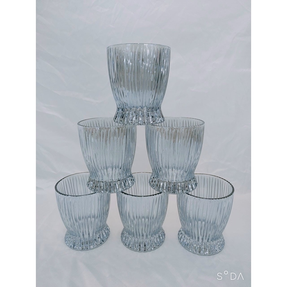 Bộ 6 cố thủy tinh uống nước vân tăm trắng