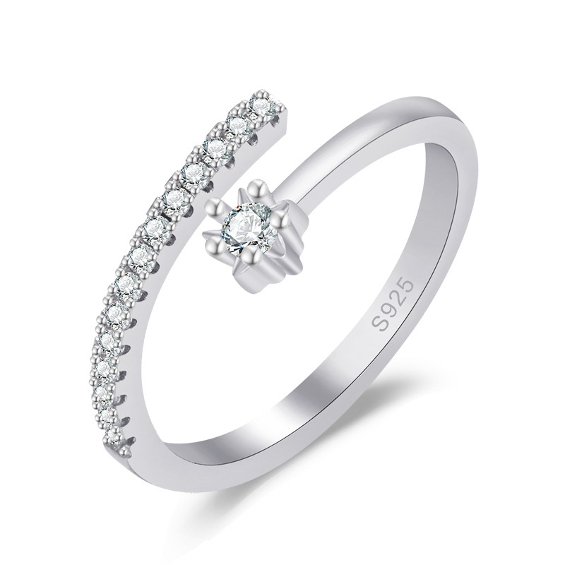 Silver Plated Jewelry Ring 925 Star Shape Zircon