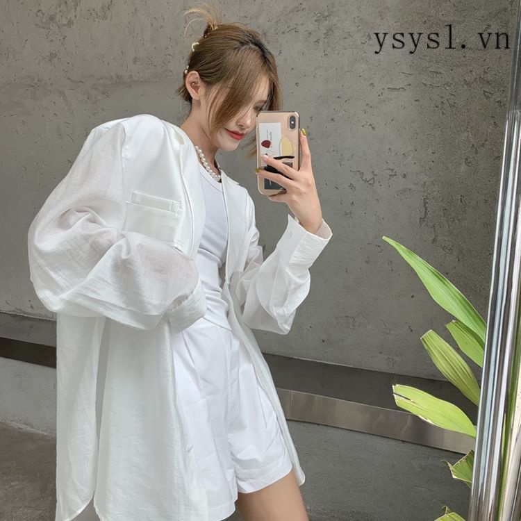 Áo Khoác Cardigan Mỏng Màu Trắng Trong Suốt Chống Tia Uv Thiết Kế Thoáng Khí Phong Cách Mới Cho Nữ
