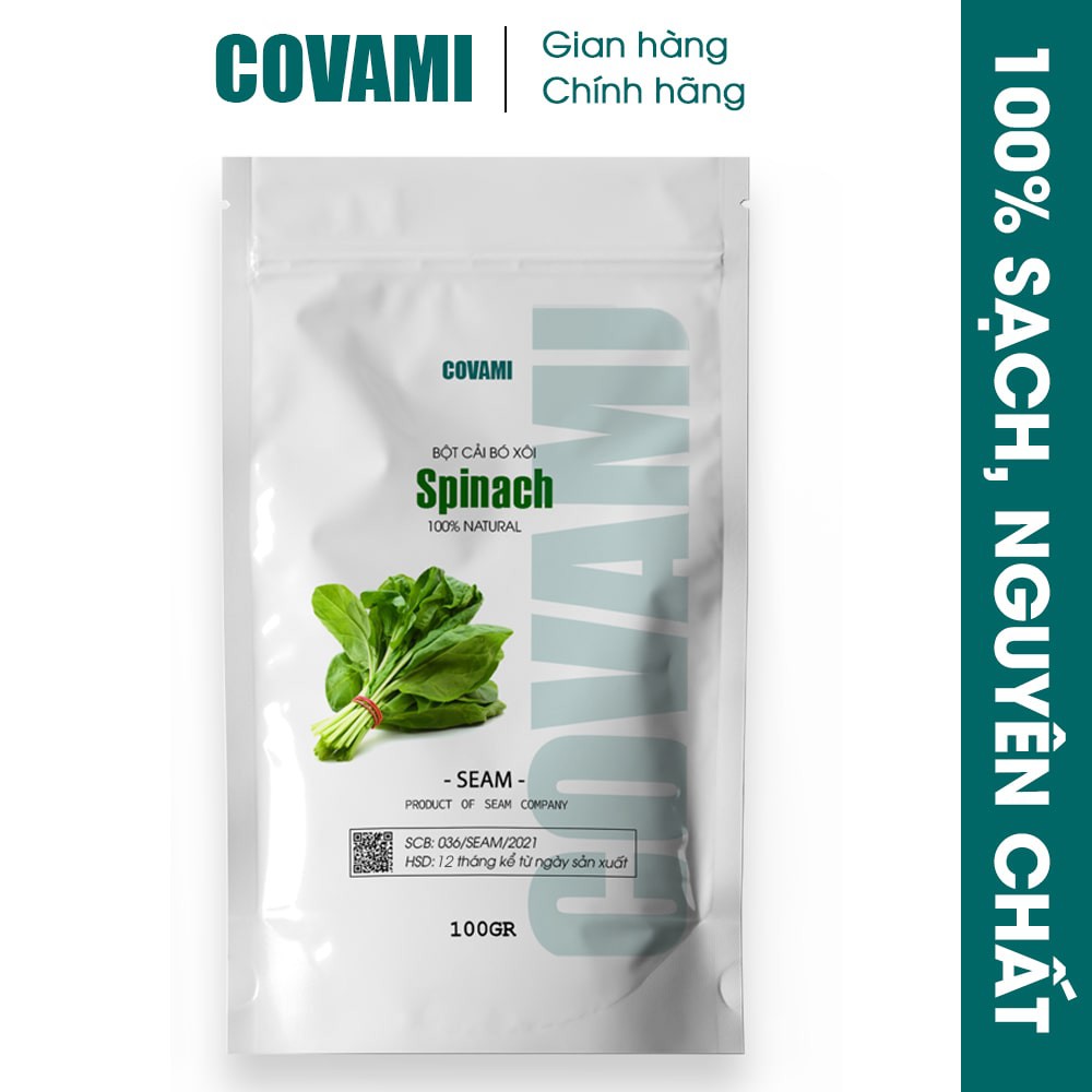 [ COMBO ĐẸP DÁNG ] 100gr bột cải bó xôi + 100gr bột rau diếp cá sấy lạnh nguyên chất uống liền COVAMI