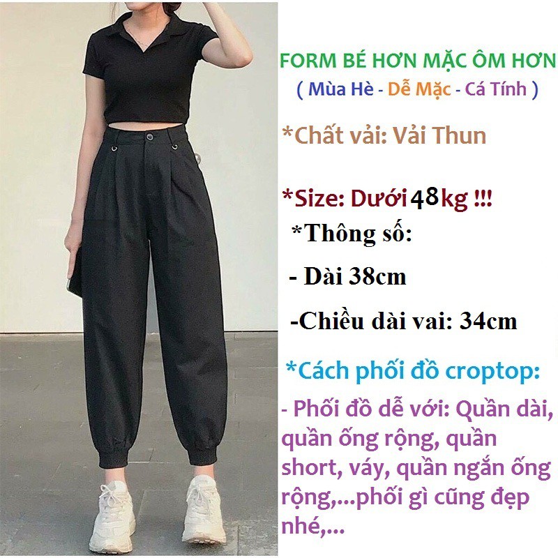 Áo Croptop Nữ Croptop Polo Dáng Ôm Cổ Bẻ Chất Vải Cotton Mềm Thoáng Mát Cá Tính