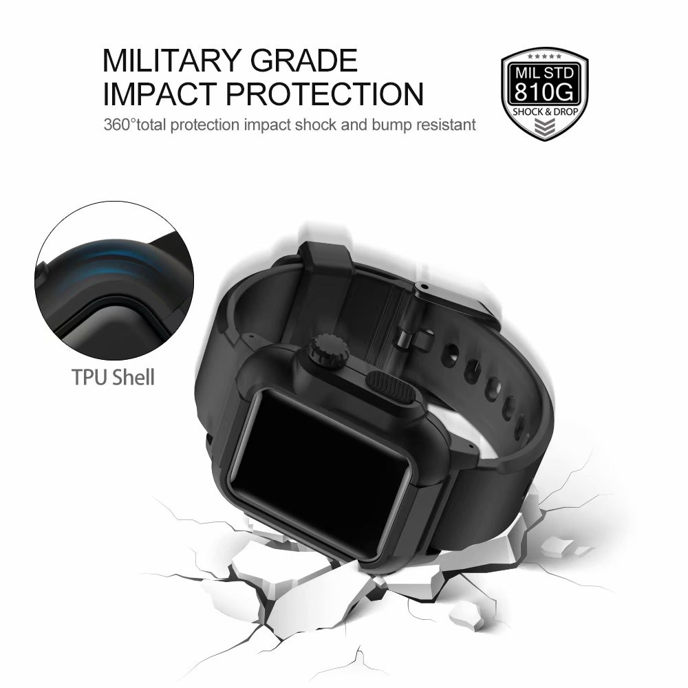 Khung ốp mặt đồng hồ chống thấm nước cho Apple watch 38mm 42mm 40mm 44mm series 6 SE 5 4 3 2 1