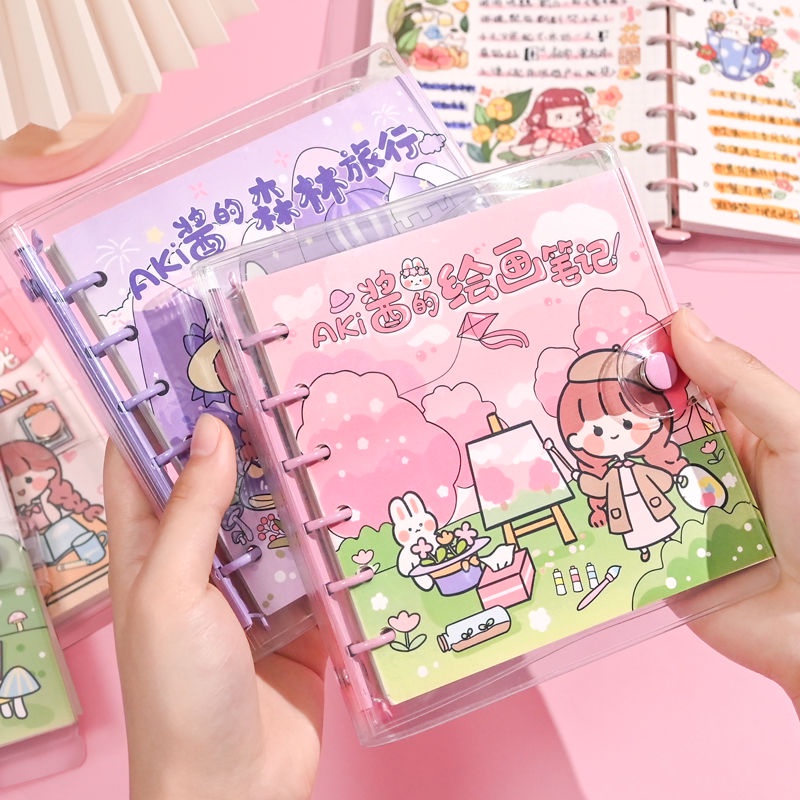 Cute Sổ Tay  Sổ Ghi Chép Lưới  Binder  Dụng Cụ Học Tập Dễ Thương DIY Cartoon Sổ Ghi Chú