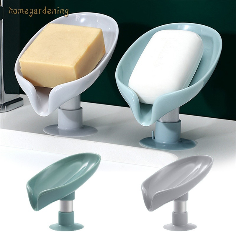 Giá Đỡ Xà Phòng / Mút Rửa Chén Hình Chiếc Lá Có Giác Hút Gắn Tường Không Thấm Nước Cho Nhà Tắm