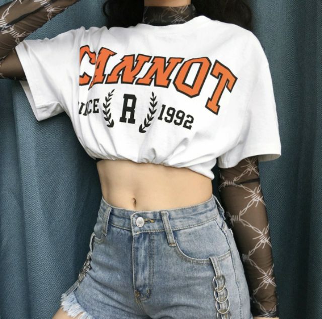 Áo croptop in chữ cannot cho mùa hè sôi động🤡