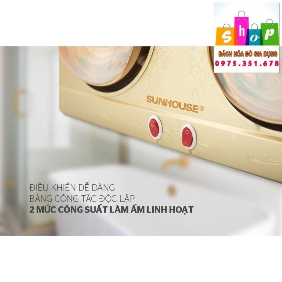 [BH 1 năm] Đèn sưởi nhà tắm 2 bóng Sunhouse SHD3812 chính hãng giữ ấm da, không đốt Oxy, siêu an toàn và tiết kiệm điện