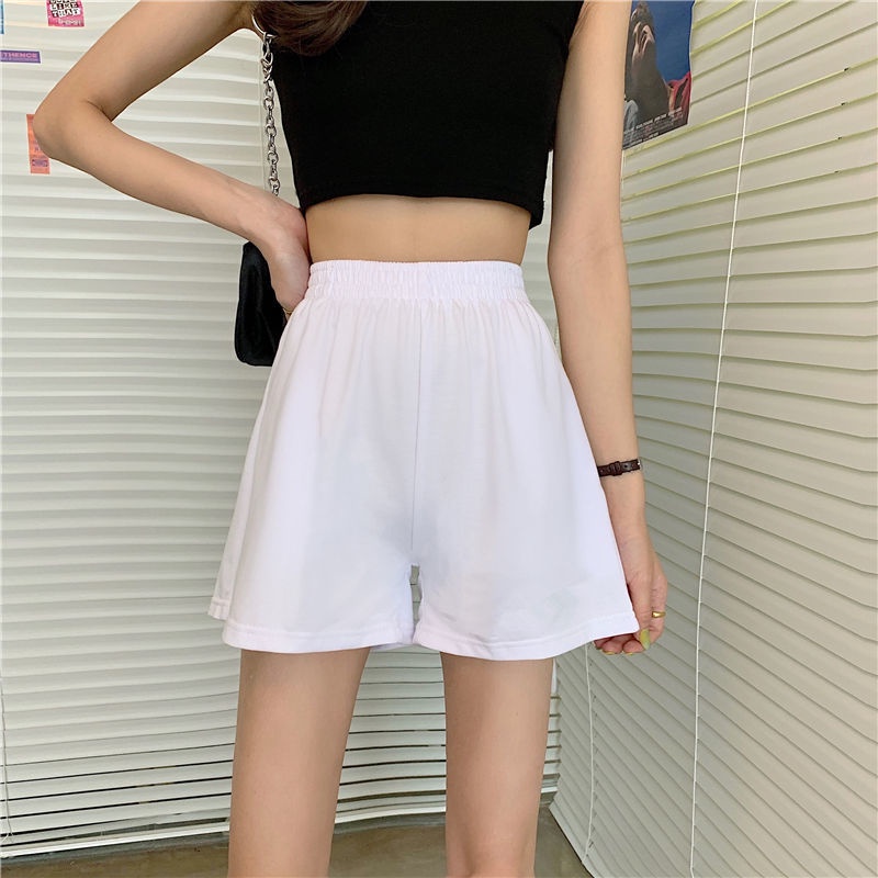 Quần Short Ống Rộng Lưng Cao Màu Đen Thời Trang Mùa Hè Cho Nữ