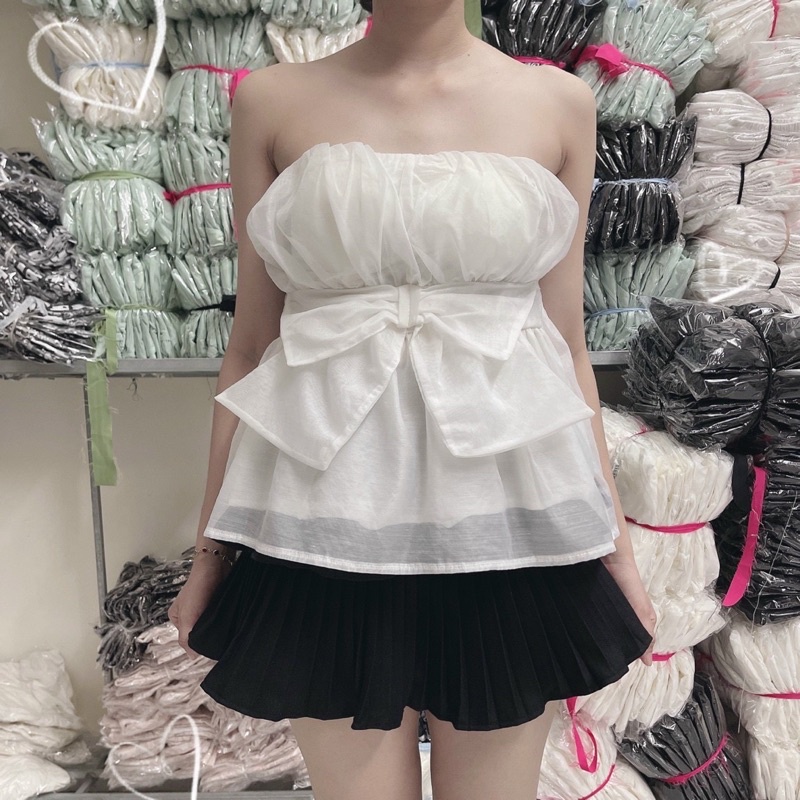 ÁO ỐNG TƠ LƯỚI CÚP NGỰC PHỐI NƠ BABYDOLL