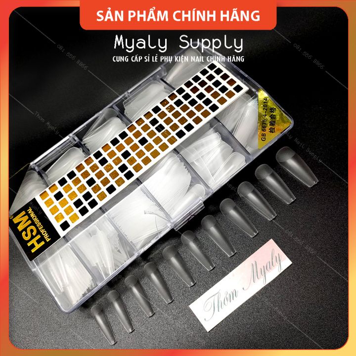 Móng Úp Thiết Kế HSM Nhám Thang Vuông Nhọn Tròn Bầu Trong Đục 500Pcs