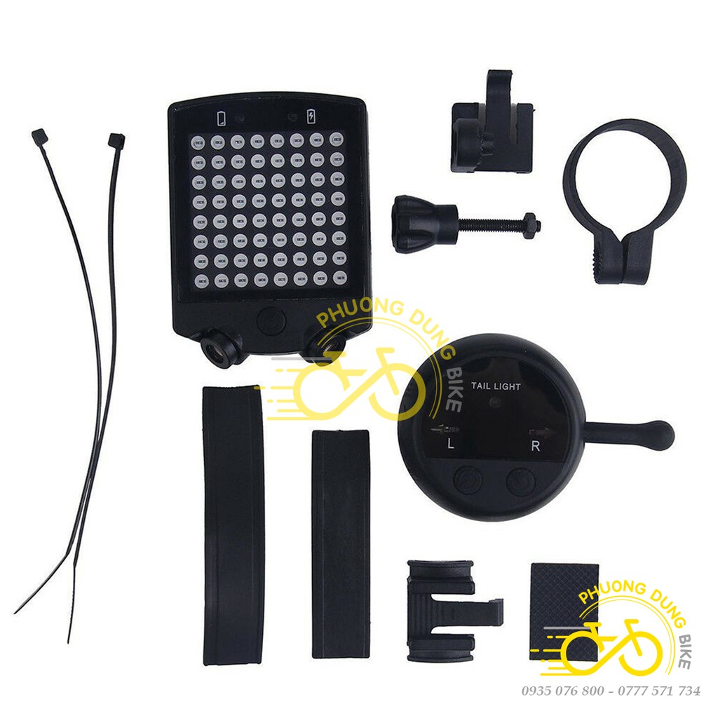 Đèn hậu - Đèn sau xi nhan 64 Led xe đạp có điều khiển Wireless Remote