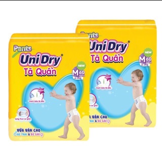 [Tặng gấu bông hình chim cánh cụt] Combo 2 bịch tã quần Unidry size M60