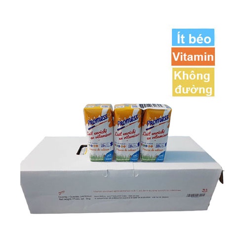 Thùng 6 & 24 hộp Promess Vitamin Ít Béo - Sữa Tươi Không Đường.