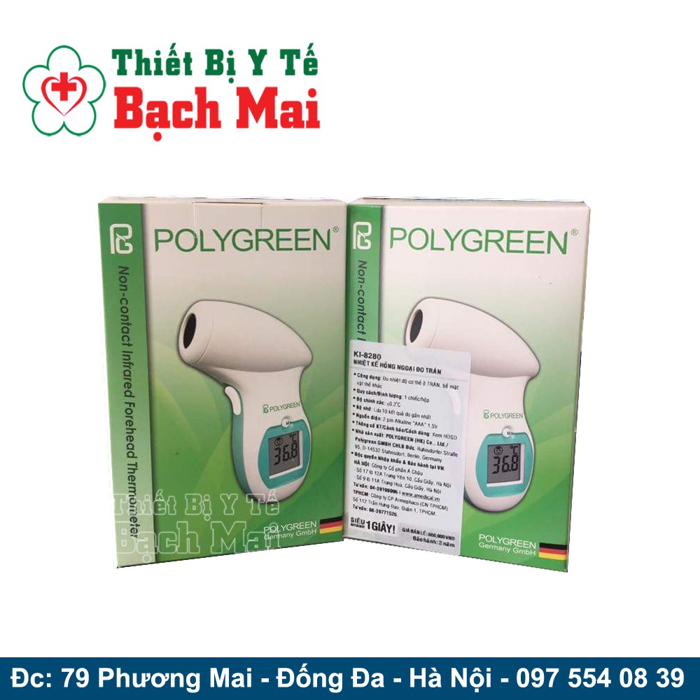 Nhiệt Kế Hồng Ngoại Đo Trán Polygreen KI-8280 + Tặng 01 túi đựng máy