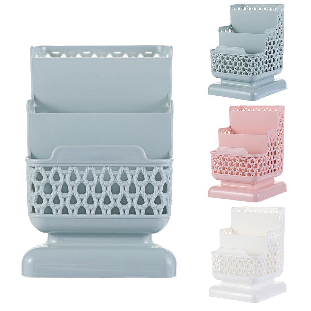 Hộp đựng bút/ mỹ phẩm 3 ngăn đa năng tiện dụng cho gia đình