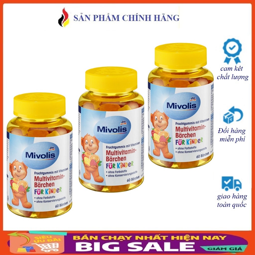 Kẹo Gấu Bổ Sung Vitamin Tổng Hợp Cho Trẻ Mivolis, Vị Trái Cây, 60 Viên - Nội Địa Đức Đủ Bill [Hot]
