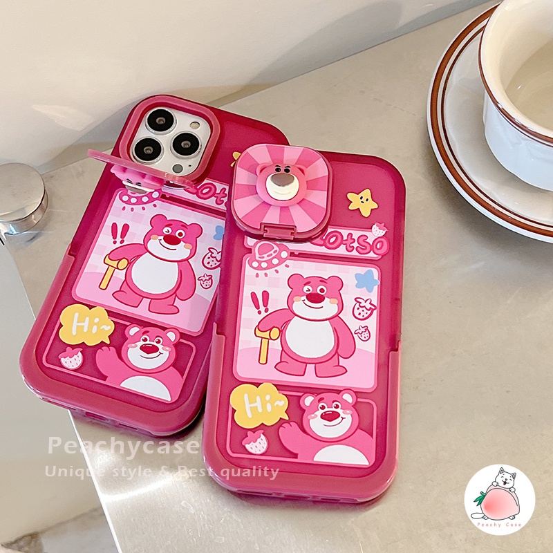 Ốp Điện Thoại TPU Mềm Tích Hợp Gương Hình Gấu / Dâu Tây Cho iPhone 14 13 12 Pro Max 11 Xr Xs Max X