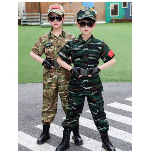 Trẻ em ngụy trang phù hợp với trẻ em trai đồng phục huấn luyện quân sự ngắn tay trường tiểu học lực lượng đặc biệt trại