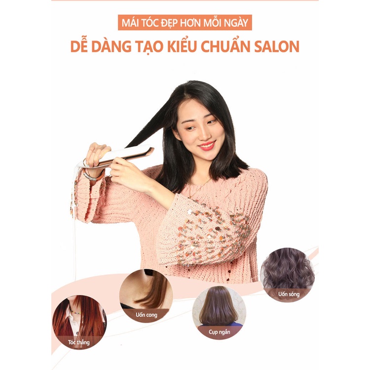 Máy Uốn Tóc, Máy Ép Và Duỗi Tóc Đa Năng Damas DH6120 - Thanh gốm là tóc nhanh, giúp kẹp thẳng tóc tránh hư tổn