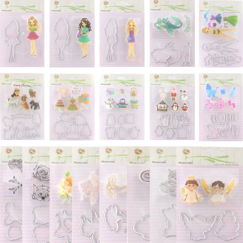 Khuôn Silicone Trong Suốt + Khuôn Cắt Giấy Kim Loại Hình Mèo