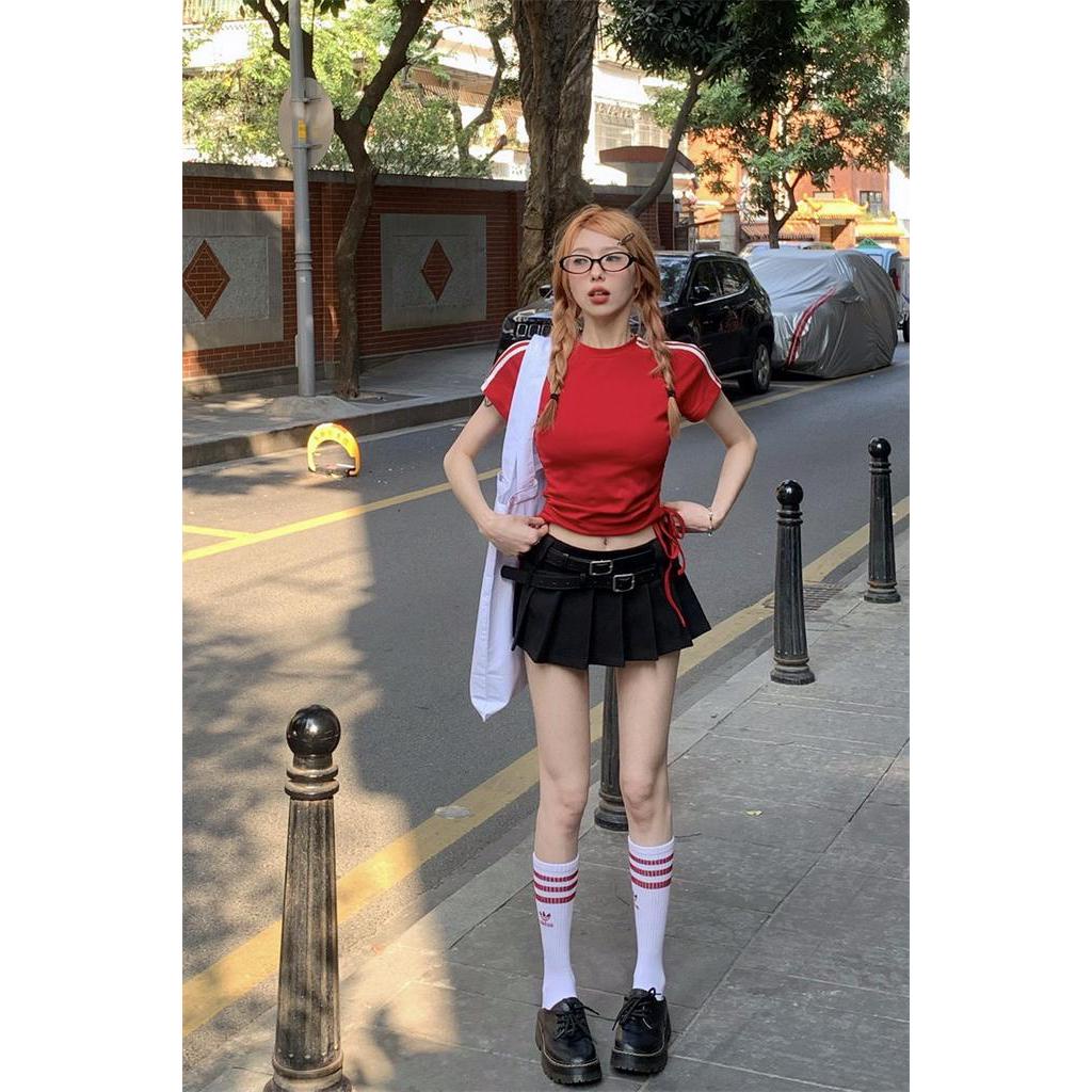 Áo Thun Tay Ngắn Dáng Ôm Phối Dây Rút Dễ Phối Đồ Thời Trang Cho Bạn Gái 64259