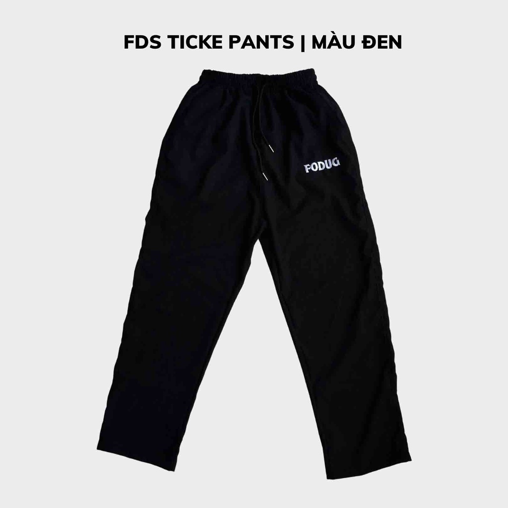 Quần ống rộng nam nữ nhung tăm màu đen, dáng rộng thụng phong cách, quần FDs Ticke Pants