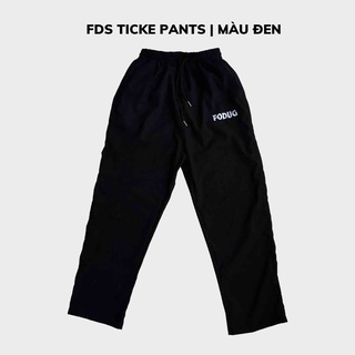 Quần ống rộng nam nữ nhung tăm màu đen, dáng rộng thụng phong cách, quần FDs Ticke Pants