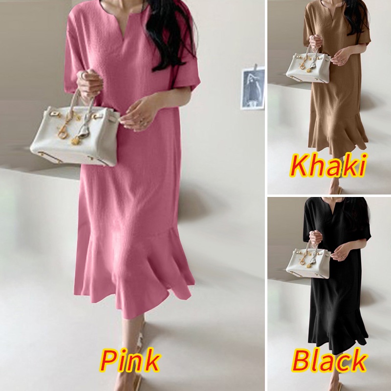 Đầm Zanzea kiểu đuôi cá tay lửng thời trang tùy chọn màu sắc dành cho nữ