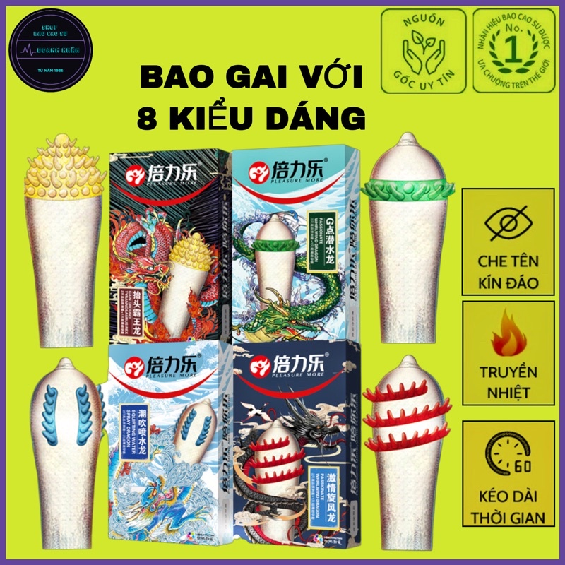 Bao cao su gai cao cấp gai rồng kéo dài thời quan hệ ( 8 kiểu dáng) hàng nội địa trung quốc