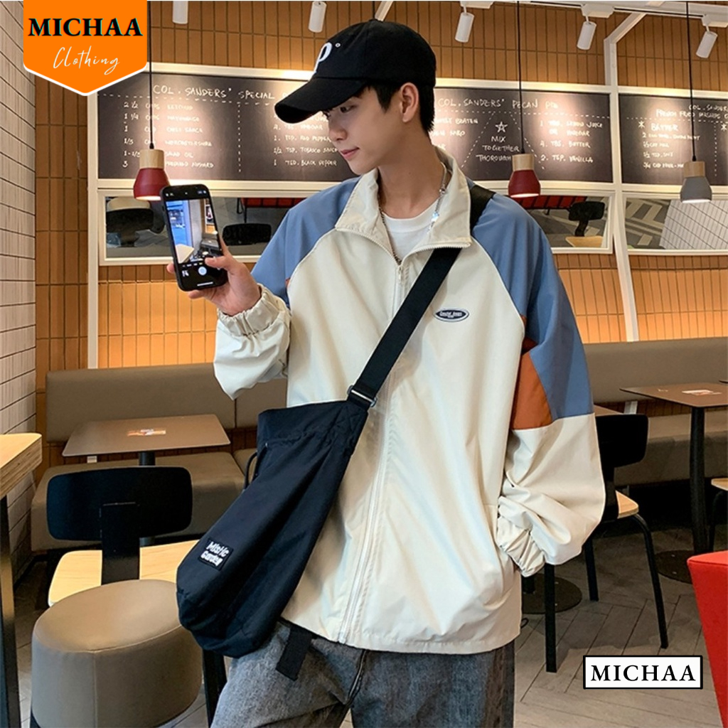 Áo Khoác Bomber Dù PHỐI MÀU Nam Nữ Form Rộng 2 Lớp, Áo Khoác Ulzzang Unisex Bóng Chày - MICHAA