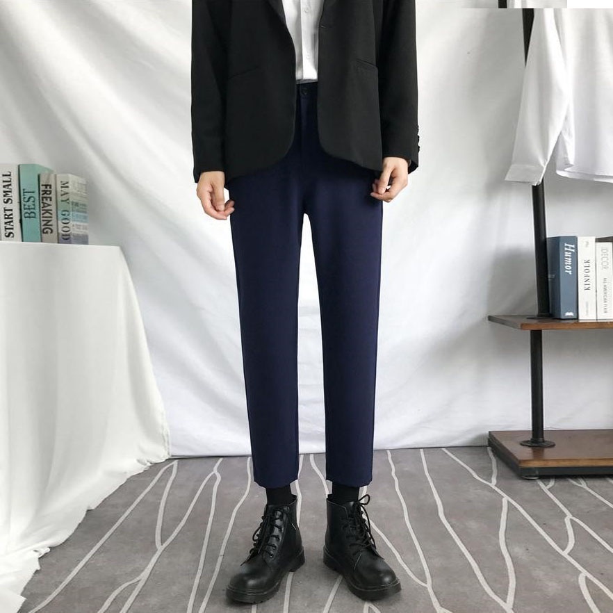 QNAM 8002 Quần âu nam hàn quốc dáng baggy suông đen vải dày dặn co giãn tốt Ailee