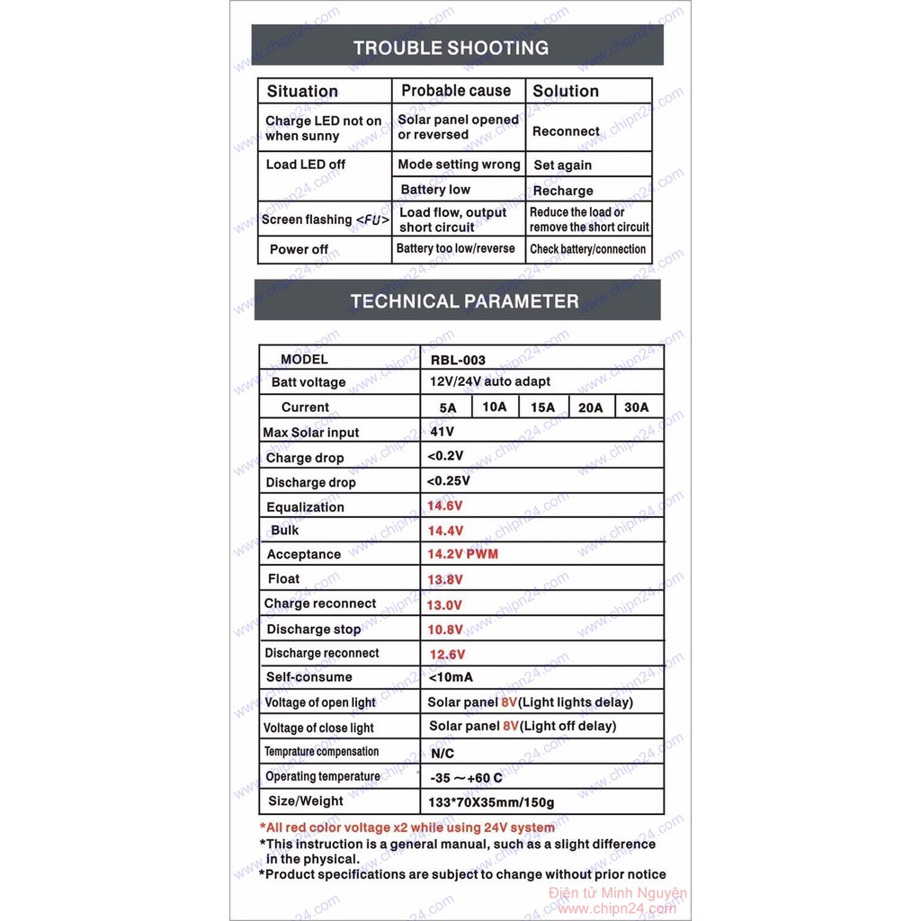 [1 CÁI] Bộ điều khiển Sạc NLMT 12V 24V 10A (Tấm pin Năng Lượng Mặt Trời, Solar Power, Solar Panel)