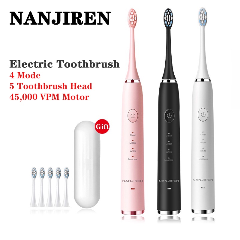 Bàn chải đánh răng điện NANJIREN 45000 vòng một phút chống nước IPX7 bàn chải