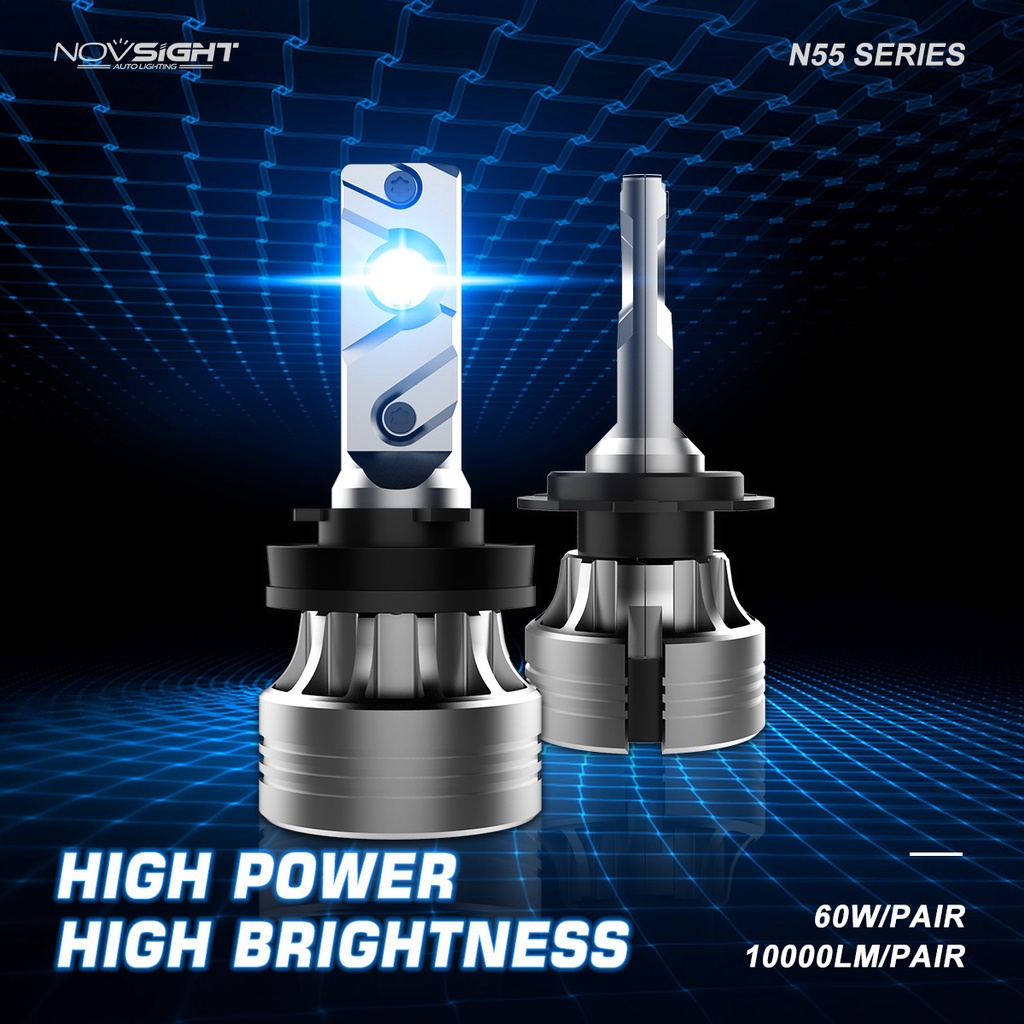 Cặp bóng đèn pha LED NovSight N55 cắm và hoạt động nhanh chóng 18000LM 90W 6500K H11 H4 H7 tiện dụng cho xe hơi