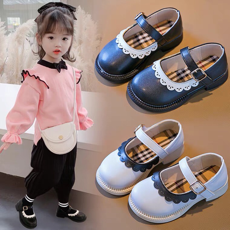 Giày búp bê bé gái - Giày bệt siêu mềm chất da PU bền đẹp quai dán phối viền dễ thương phong cách Hàn Quốc M6608